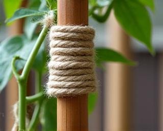 Sistema di supporto per piante con corde naturali di canapa
